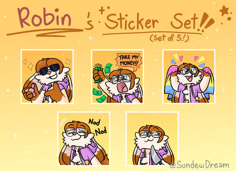 Robin's silly stickers (5 pack)